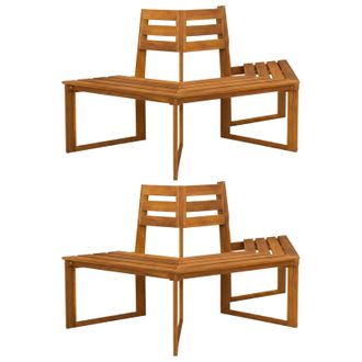 vidaXL Banco De &Aacute;rbol 2 Uds. 160 X 140 X 86 Cm Madera De Acacia S&oacute;lida Vidaxl