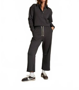 perfectwhitetee Vinny Fleece Collared Sweatshirt In Charcoal