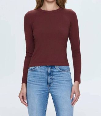 Pistola Denim Bailey Long Sleeve Crew Neck Top In Terra