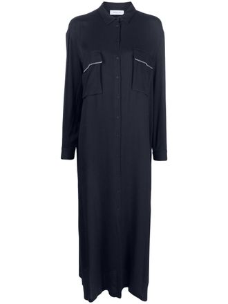 Fabiana Filippi long-sleeve front-closure midi dress - Blue