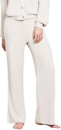 Barefoot Dreams CozyChic Ultra Lite Contrast Rib Pajama Pants in Stone/Pearl at Nordstrom Rack, Size X-Large