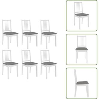 vidaXL The Living Store Sedie da Pranzo con Cuscini 6 pz Bianche in Legno Massello - Sedie in legno