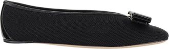 Ferragamo Black Textured Vanna Ballet Flats