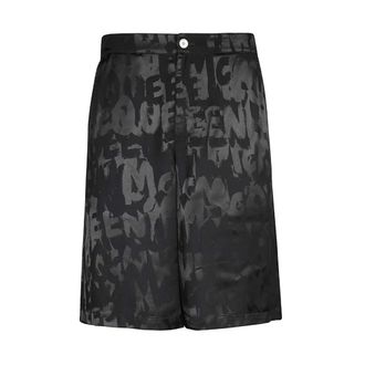 Alexander McQueen Denim Shorts, male, Black, L, Viscose Bermuda Shorts Elastic Back Edge
