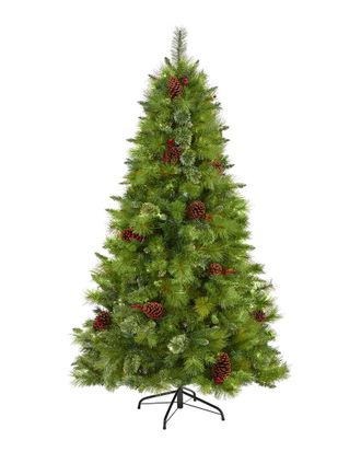 Nearly Natural 6Ft Montana Mixed Pine Artificial Christmas Tree With Pine Cones, Berries & 814 Bendable Branches