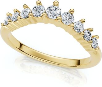 Pompeii3 3/8Ct Diamond Contour Wedding Guard Ring Womens Band 14k Gold Lab Grown