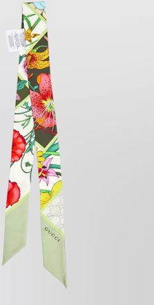 Gucci flora print silk twill narrow scarf