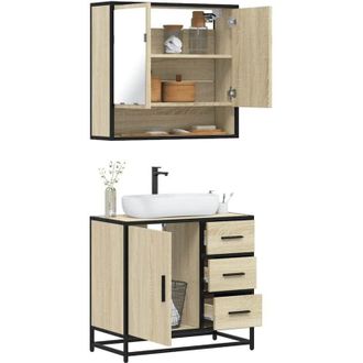 vidaXL Vidaxl - Set Mobili da Bagno 2 pz Rovere Sonoma in Legno Multistrato