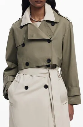 Desigual Colorblock Two-Piece Trench Coat in Grey-Green at Nordstrom, Size Medium