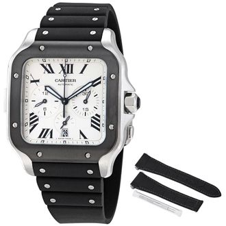 Cartier Pre-owned Cartier Santos Xl Chronograph Silver Dial Mens Watch WSSA0017
