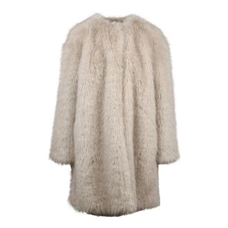 Max Mara Jassen, Dames, Grijs, S, Polyester, Eros Faux-Fur Jas