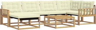 vidaXL Conjunto De Sof&aacute;s De Exterior 7 Uds. Blanco Y Crema Vidaxl