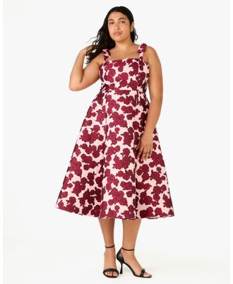 Kate Spade New York Womens Rosy Florets Brocade Dress - Pink - Size 14 UK