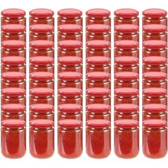 vidaXL Vidaxl - Tarros De Mermelada De Vidrio Con Tapa Roja 48 Unidades 230 Ml