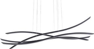 Beliani Lampada A Sospensione Moderna 4 Luci Led Integrate Paralumi Ondulati Lampadario Metallo Nero Calao