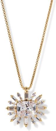 Nadri Stellar Full Halo Cubic Zirconia Pendant Necklace in Gold/Clear at Nordstrom