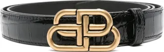Balenciaga BB thin belt - women - Patent Leather - 95 - Black