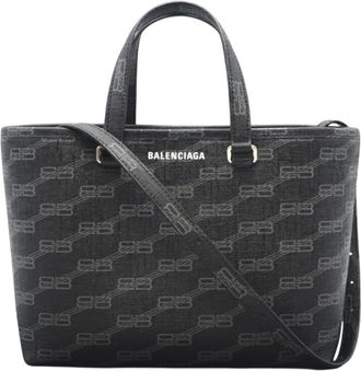 Balenciaga Black Gray Coated Canvas Tote Bag (Pre-Owned)