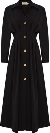 Exquise Alba Midi Shirt Dress in Black at Nordstrom, Size X-Small