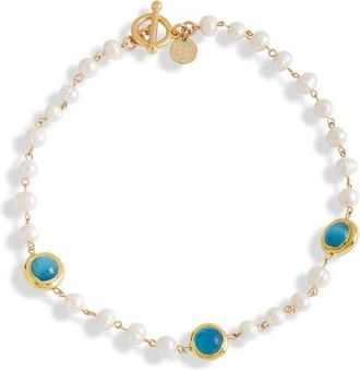 Karine Sultan Crystal Station Cultured Pearl Necklace in Gold at Nordstrom