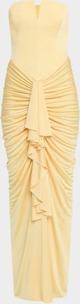Et Ochs Selena Strapless Draped Glossy Jersey Gown