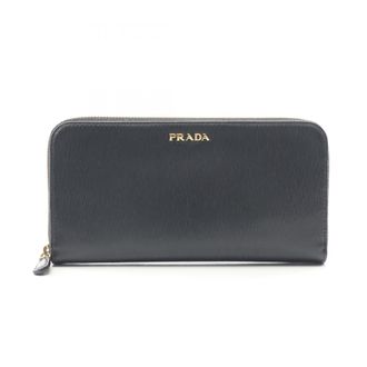 Prada Black Leather Long Wallet (Bi-Fold) (Pre-Owned)
