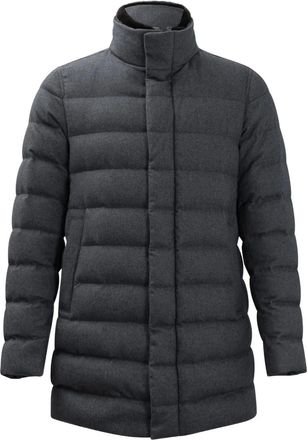 Herno long-sleeve coat - men - Silk/Cashmere/Polyester/Cotton/Nylon/Polyurethane/Organic Viscose/Lamb Skin/Down/Feather/Polyamide - 50 - Grey
