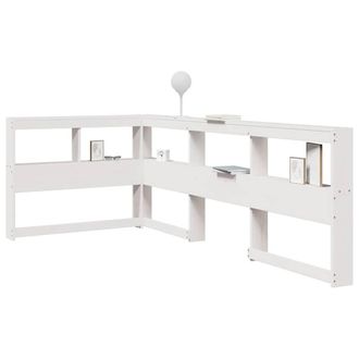 Berkfield Home Bookcase Headboard L-Shaped White 90 cm Solid Wood Pine