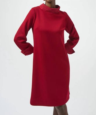 Joseph Ribkoff Mock Neck Long Cuffed Sleeve Trapeze Dress In Deep Cherry