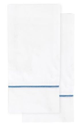 Melange Home Single Embroidered Line 300 Thread Count 100% Cotton Pillowcases in Navy at Nordstrom Rack, Size King