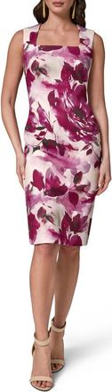 DKNY Floral Sleeveless Sheath Dress in Sangria Multi at Nordstrom, Size 14