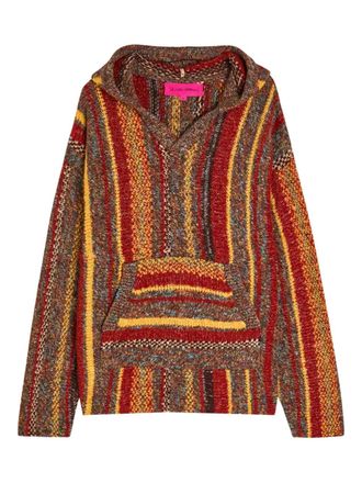 The Elder Statesman striped hooded sweater - Red