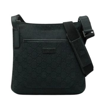 Gucci Pre-owned Canvas Shoulder Bag - Dames - Pre-owned - Zwart - Maat: ONE Size Leer
