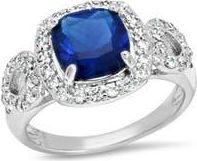 Steeltime 18k Gold Plated Simulated Sapphire & Cubic Zirconia Halo Ring in Silver/Blue at Nordstrom Rack, Size 6