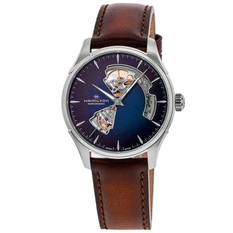 Hamilton Jazzmaster Open Heart Automatic Blue Dial Brown Leather Strap Mens Watch H32675540