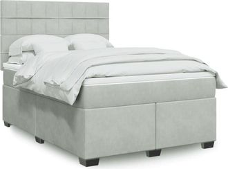 vidaXL Vidaxl - Cama Box Spring Con Colch&oacute;n Terciopelo Gris Claro 140x200 Cm