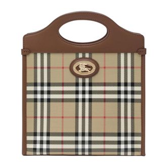 Burberry Mini borsa tote in cotone Check - - Bags - Donna - Beige - ONE SIZE