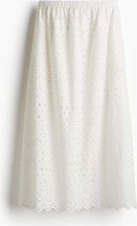 H&M Jupe mit Broderie Anglaise - White
