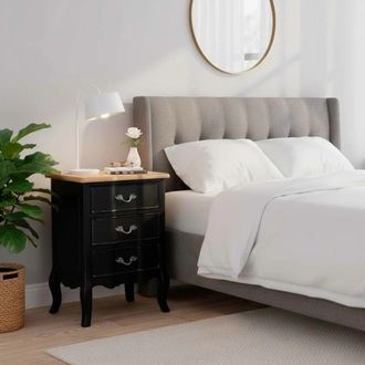 Wanderlust Deco Mesita de madera envejecida de 3 cajones 50 x 40 x 70h cm