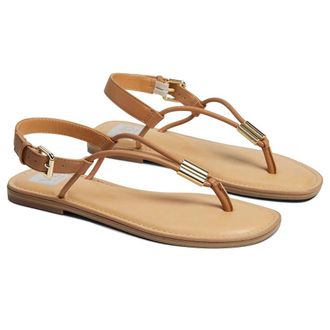 Dolce Vita DV By Dolce Vita Jache Sandals Womens Toffee Leather T-Strap HTAT1086