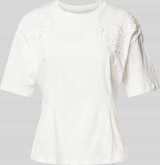 Ichi T-Shirt mit Zierbesatz Modell NABIA in Offwhite, Gr&ouml;&szlig;e M