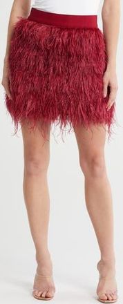 Alice & Olivia Cina Ostrich Feather Miniskirt in Bordeaux at Nordstrom Rack, Size 0