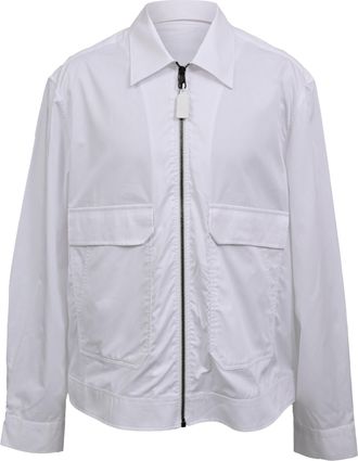 Neil Barrett Lightweight Zip-up Shirt Jacket In White Cotton