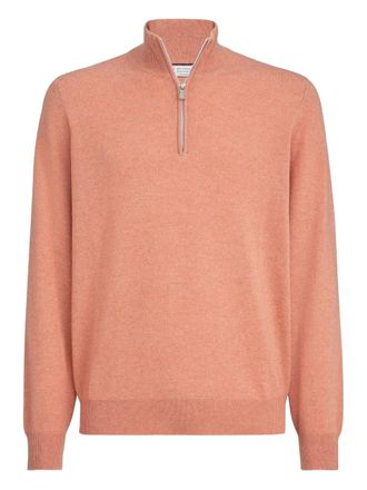 Brunello Cucinelli half-zip cashmere sweater - men - Cashmere - 42 - Orange