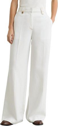 Reiss Kaia Lyocell Topstitched Wide Leg Trouser