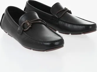 Ferragamo Leather Loafers with Gancini Detail Salvatore Ferragamo