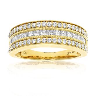 Vir Jewels 1 cttw Princess and Round Diamond Wedding Band in 14K Gold with Milgrain