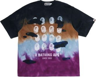 A Bathing Ape Color Camo Tie Dye Destroyed Multi Logo Relaxed Fit T-Shirt Black 0ZXTEM321091QBKX