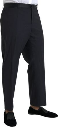 Dolce & Gabbana Blue Wool Men Skinny Dress Pants Virgin Silk Polyester