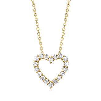 Ross-Simons Lab-Grown Diamond Heart Pendant Necklace in 18kt Gold Over Sterling